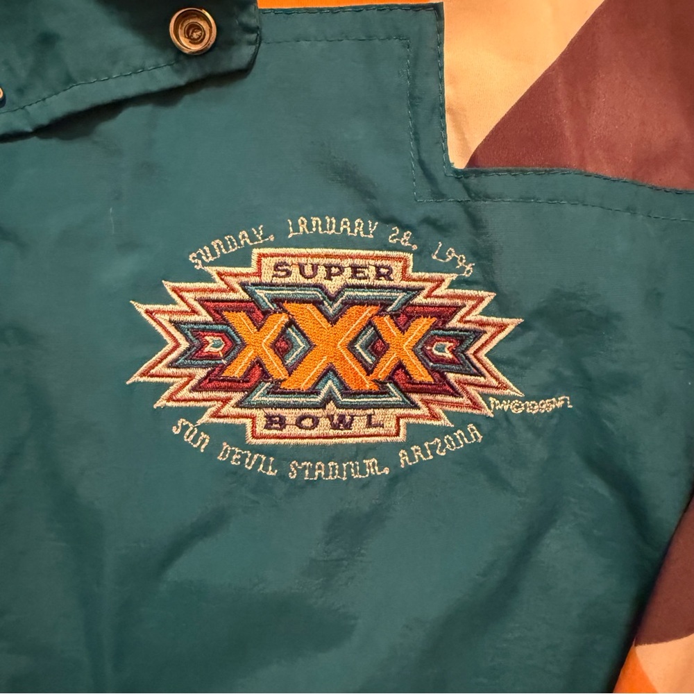 Vintage Reebok 1996 NFL Superbowl XXX Arizona Embroidered Jacket Multi Medium - Picture 4 of 7